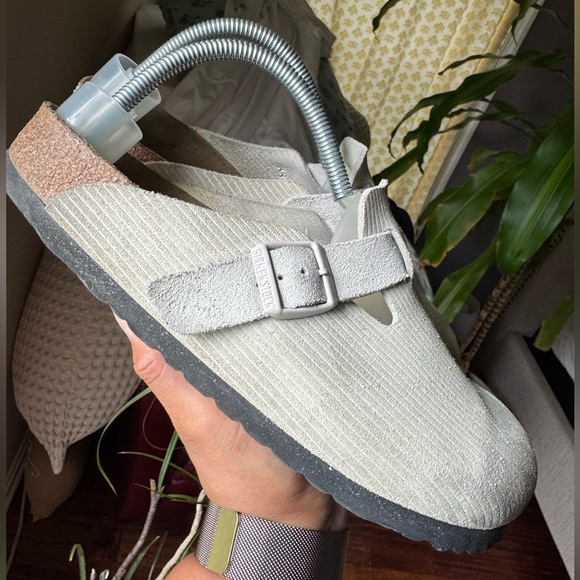 Birkenstock Boston Suede Embossed clogs - Corduroy Antique White Size 40 - Picture 6 of 13